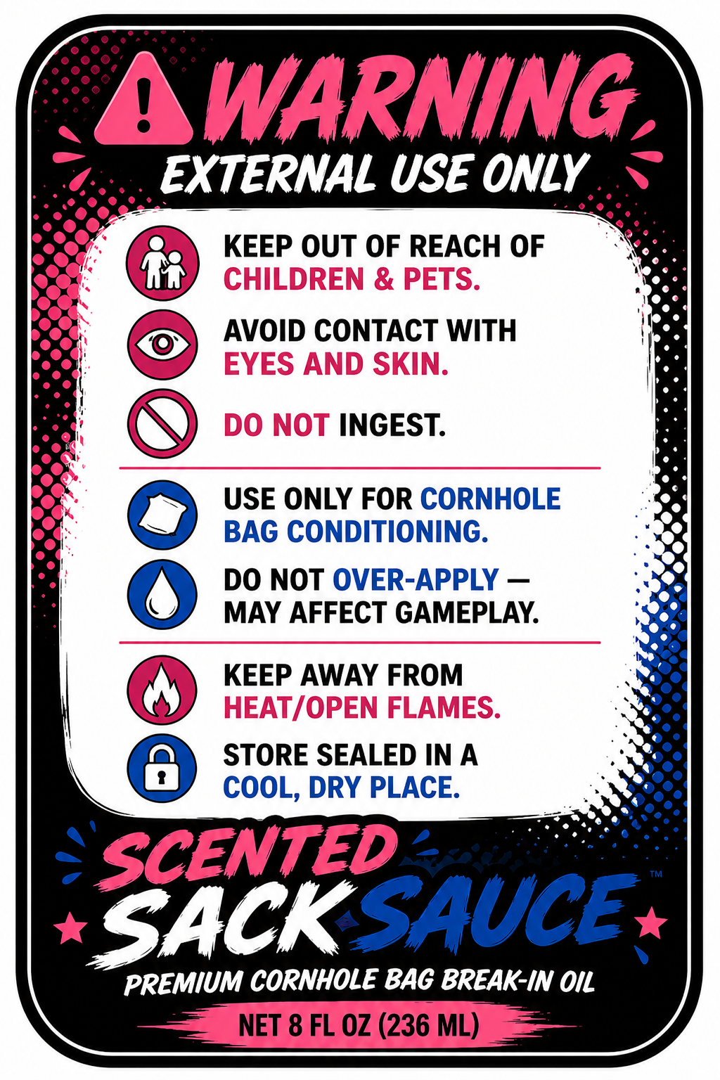 Product Title
UnScented Sack Sauce – Cornhole Bag Break-In oil | Faster Break-In, Better Feel |