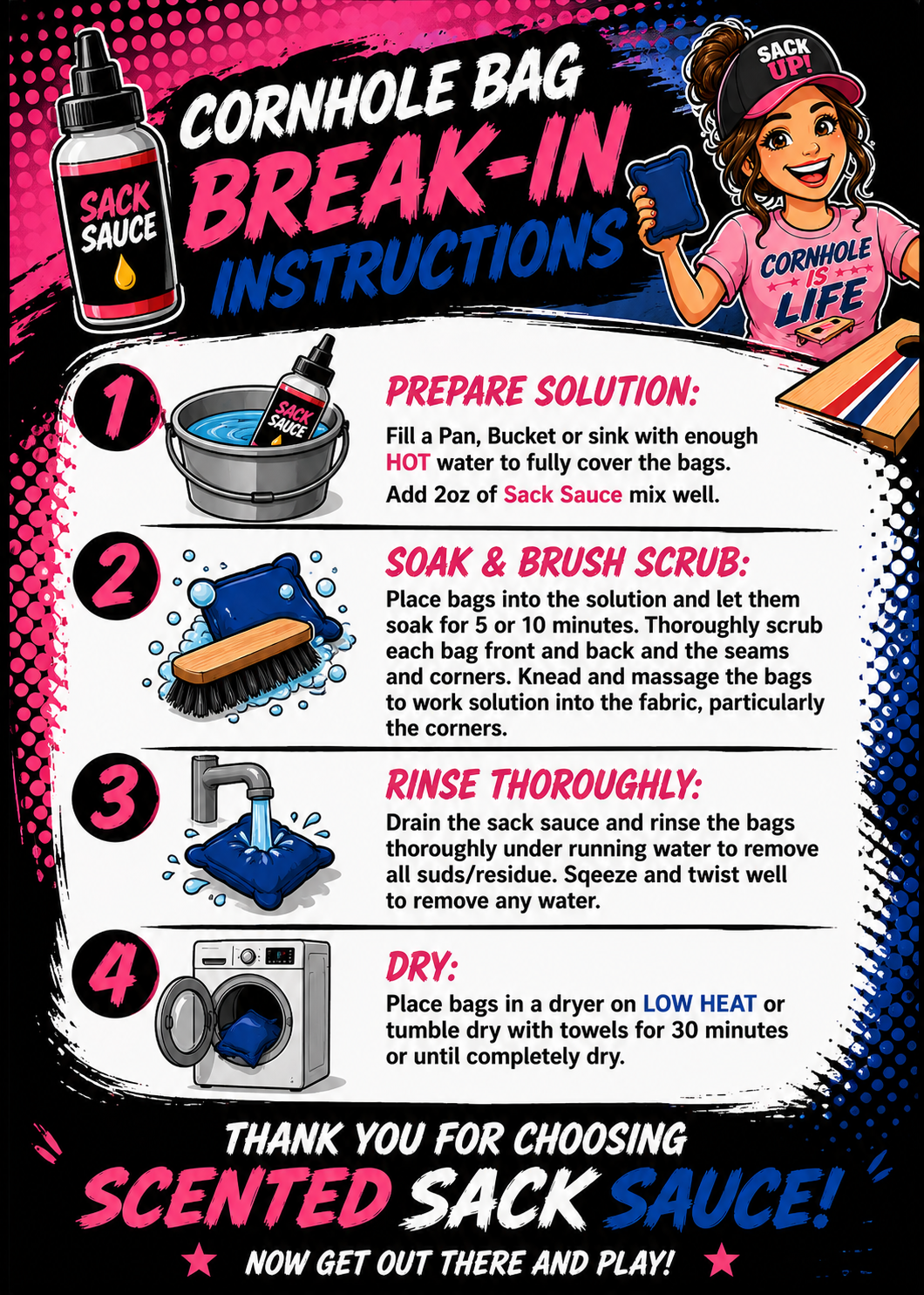 Product Title
Scented Sack Sauce – Cornhole Bag Break-In Spray | Faster Break-In, Better Feel | Multiple Scents Available